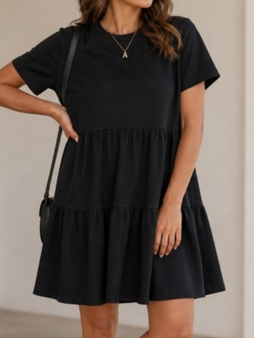 KOTN Women's Tiered Babydoll Dress in Black